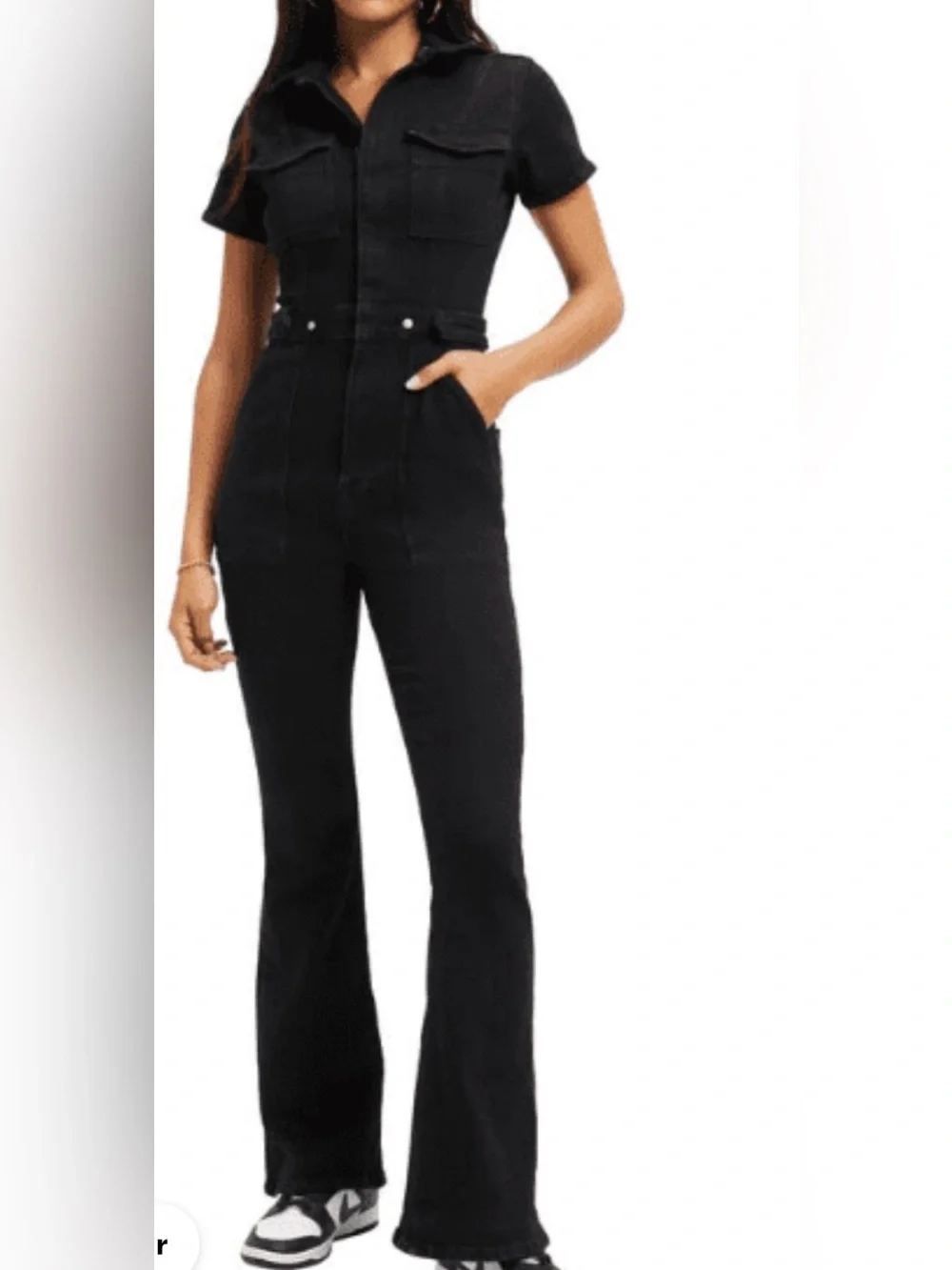 Good American Black Denim Jumpsuit